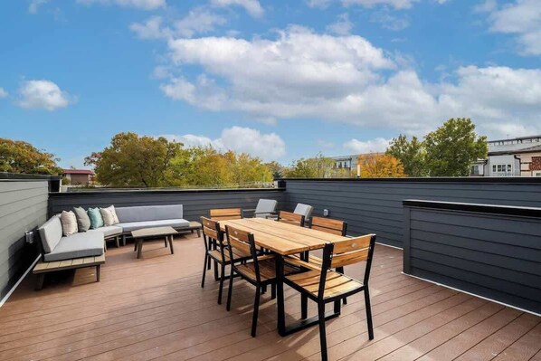 4th Level private balconies with seating and lounge chairs