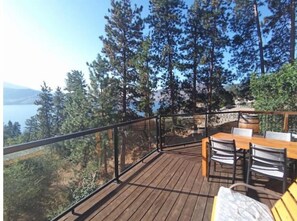 Deck view spans north to Kelowna and all the way south to Penticton & Naramata.