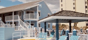 View from pool deck to unit 135, lower level right hand side