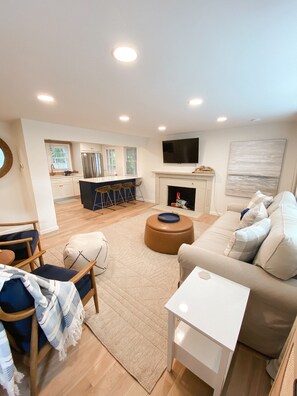 open living and kitchen space
