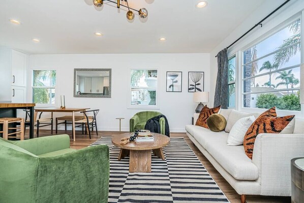 Snuggle up in style! Our cozy living room is the perfect retreat after a day of adventures.