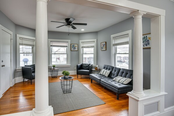 Cranston Vacation Rental | 2BR | 1BA | 1,630 Sq Ft | Steps Required