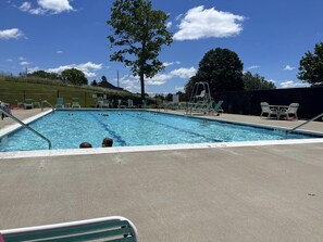 Heated, salt water community pool. 