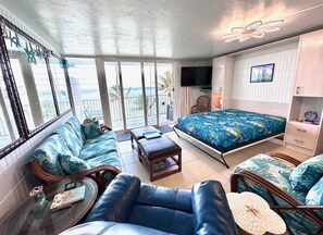 Looking out with the bed open.