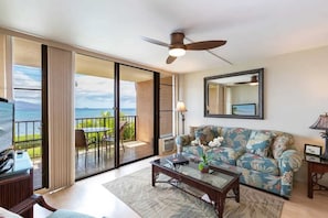 Cable TV, Internet/Wi-Fi information in black guest book also under glass top by TV. Sofa sleep (in addition to comfortable Cal King Bed located in bedroom) Ceiling fan in Living room and bedroom.