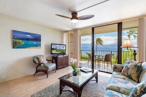 Cable TV, Internet/Wi-Fi information in black guest book also under glass top by TV. Sofa sleep (in addition to comfortable Cal King Bed located in bedroom) Ceiling fan in Living room and bedroom.