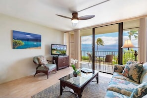 Cable TV, Internet/Wi-Fi information in black guest book also under glass top by TV. Sofa sleep (in addition to comfortable Cal King Bed located in bedroom) Ceiling fan in Living room and bedroom.