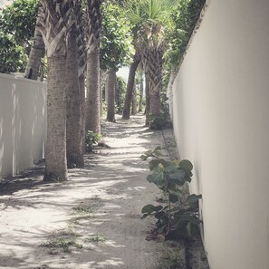 The private beach access. ...or a Greek town's seaside alleys?