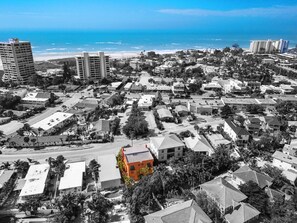 Vacation rental is highlighted, Siesta Key Village across the street