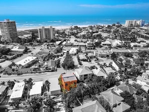 Vacation rental is highlighted, Siesta Key Village across the street