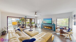 Flat screen TV & Decorative Fireplace