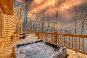 Relax in the 6-person hot tub after a day of hiking the Blue Ridge mountains.