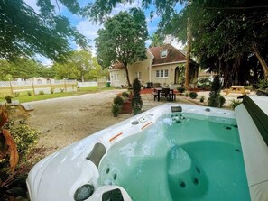 Hot tub with privacy gazebo.