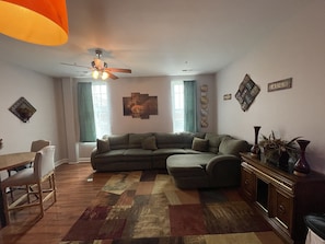 Comfy living room with pull out couch 