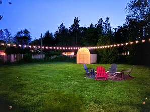 Massived fenced yard with firepit, great for large gatherings