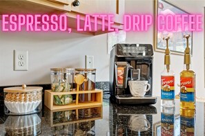Espresso, Latte, Drip Coffee