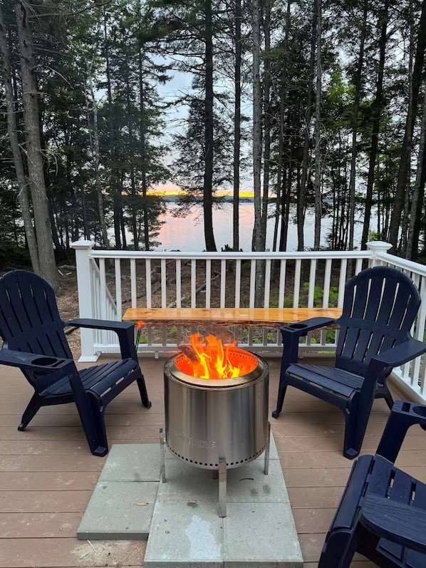 SoloStove fire pit overlooking the lake