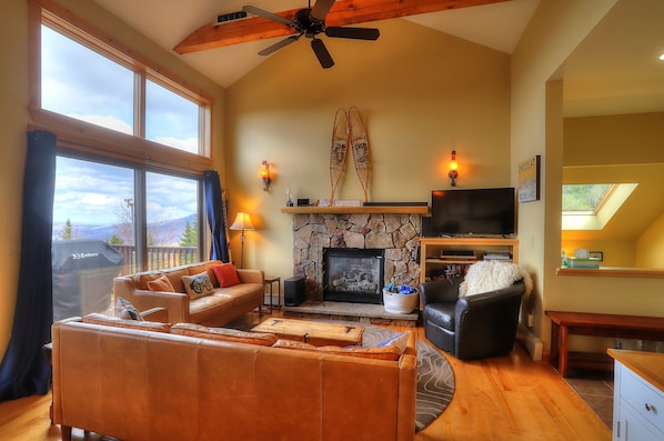 Cozy living room with propane fireplace