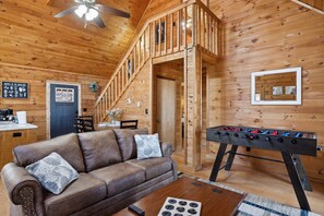 There is a new, comfortable queen sleeper sofa in the living room