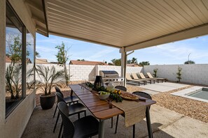 Dine alfresco on the patio.