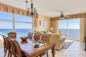 Stunning open living space with sweeping ocean views.