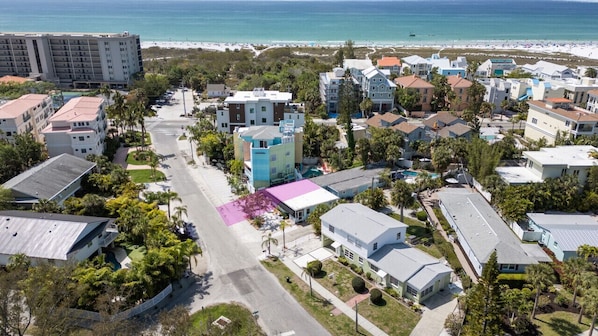 Beach access a minute walk, shown in upper left center of photo
