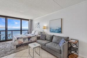 Sink into the comfy furnishings and cool down in the AC after a fun-filled beach day!