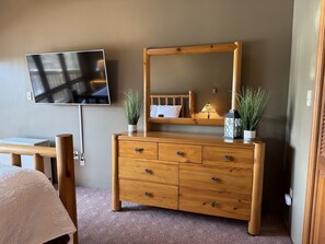 Camp Havon 2nd floor master bedroom with large smart TV.