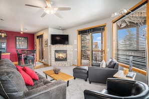 41B Nakai Peak Estes Park Vacation Rental at Marys Lake, Living Room with mountain views