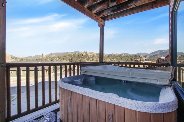 41B Nakai Peak Estes Park Vacation Rental at Marys Lake, Enjoy your own private usage hot tub on the condo's deck.