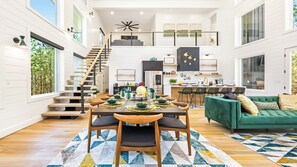 {LIVING AREA} Modern and lux golden decor inside the cabin