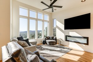 Living Room | Main Level | Smart TV w/ Cable | Electric Fireplace