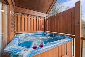 Extra large hot tub with nice privacy.