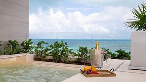 private Jacuzzi with ocean view.