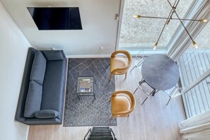 View of the living room from the loft
