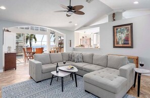 Living Room is adjacent to the Kitchen, Very Bright And Airy