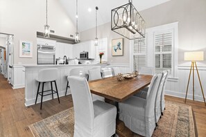 Dining area sits 12 at the table and breakfast bar