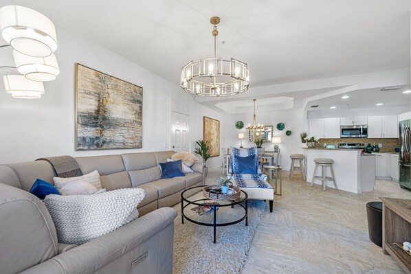 The sofa and lounge chair offer great ways to stay cozy