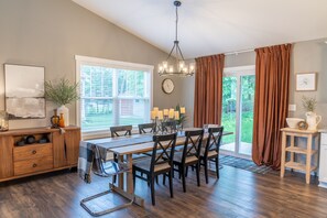 Plenty of room at the Chateau's 8-person dining room table.   