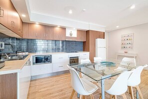 The kitchen is fully equipped with everything that is needed to prepare meals at home.
