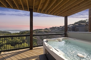 Imagine yourself immersed in our 7 person hot tub with beautiful Table Rock Lake views
