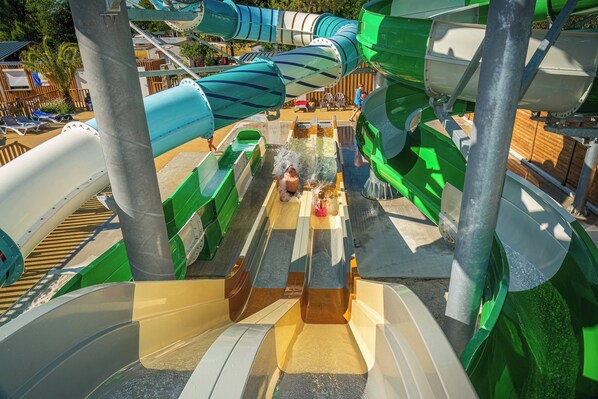 Thrilling water slides providing fun and excitement for all ages.