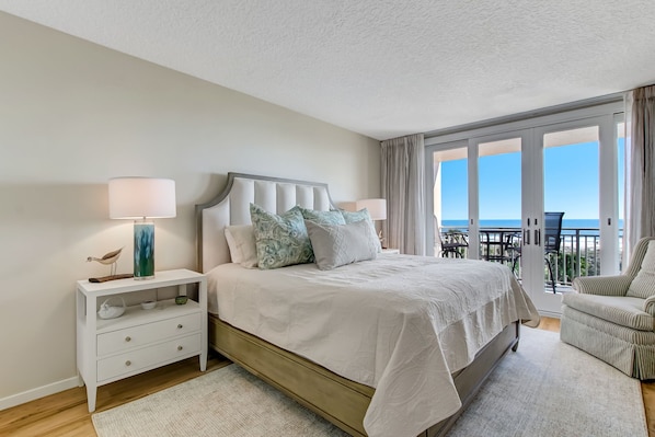 Master Bedroom with Balcony Access and Flat Screen Smart TV (King Bed)