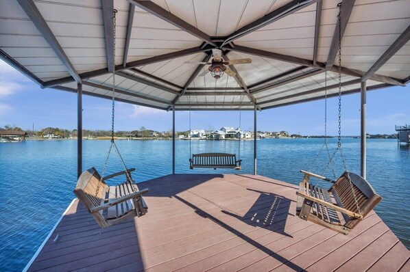 Relax in one of the porch swings under the gazebo.