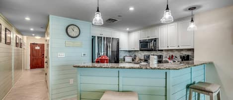 Updated kitchen that's perfect for preparing meals during your stay