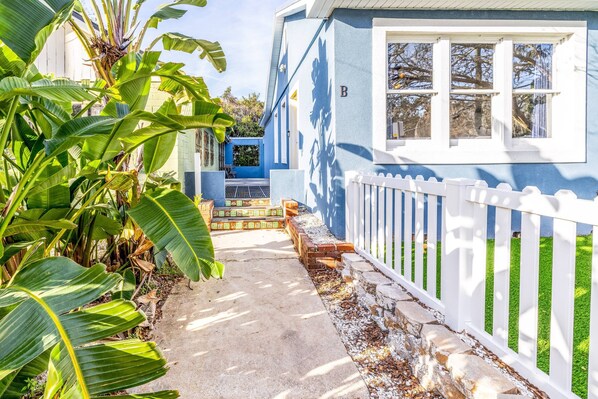 Unit B has it's own private entrance secured with a guest-specific door code.