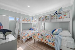 Dual sets of bunk beds twin over full.