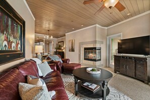 Main Living Space - TV, Deck and Fireplace (Firewood Provided)