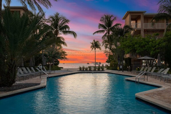 Twilight view from pool & hot tub area