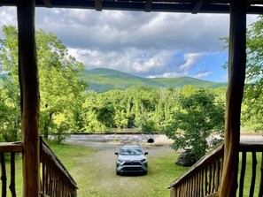 Looking out from the large front porch